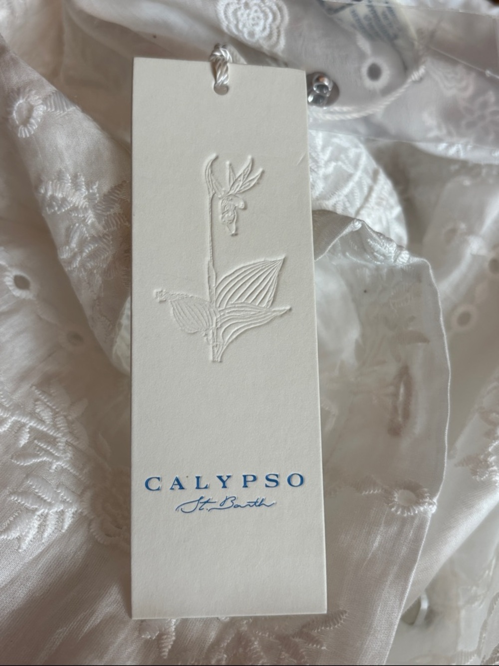 Calypso St. Barth White Sheer Embroidered Eyelet Blouse Cotton Voile MSRP $325 - Picture 9 of 10